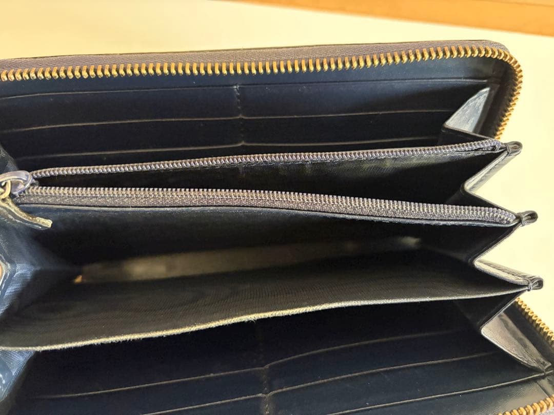 GUCCI グッチ ディアマンテ ラウンドファスナー 長財布 ネイビーブルー