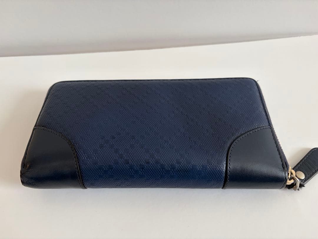 GUCCI グッチ ディアマンテ ラウンドファスナー 長財布 ネイビーブルー