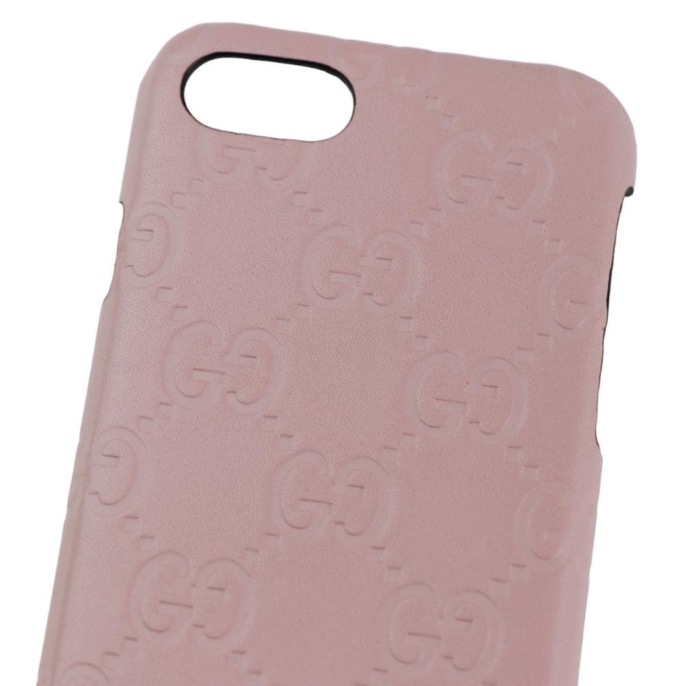 【グッチ】レザーグッチシマ キャット猫 iPhone7/8/SEケース ピンク