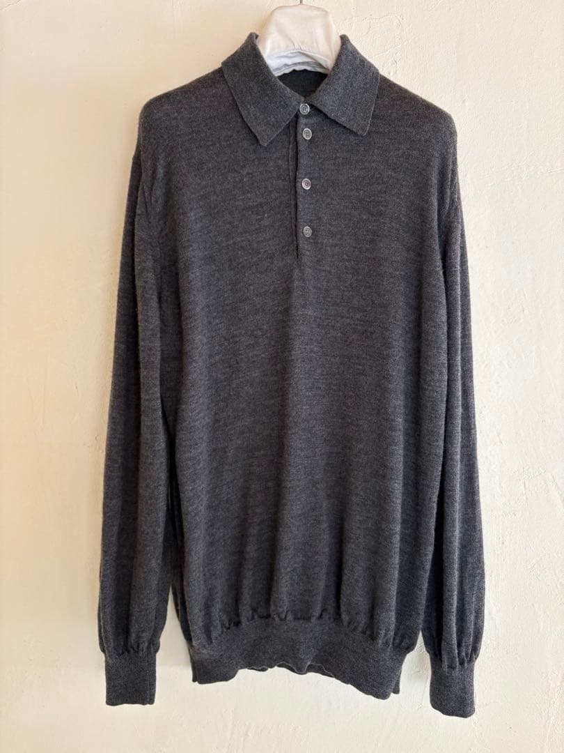 LOEWE ウールポロカラーニット　プルオーバー　大きめ52サイズ　イタリア製