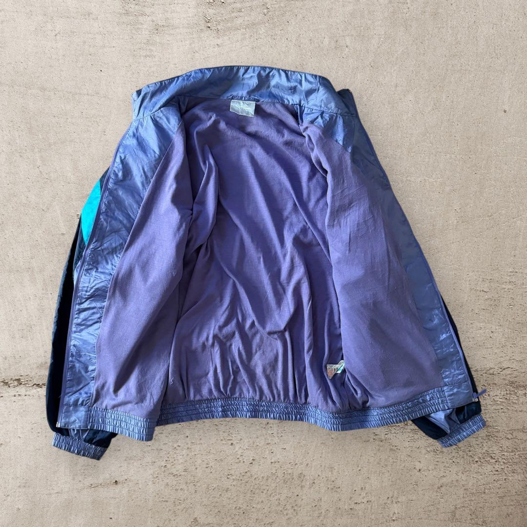 希少80sアディダスナイロンジャケットトレフォイル刺繍ロゴ好配色Y2Kレトロ古着