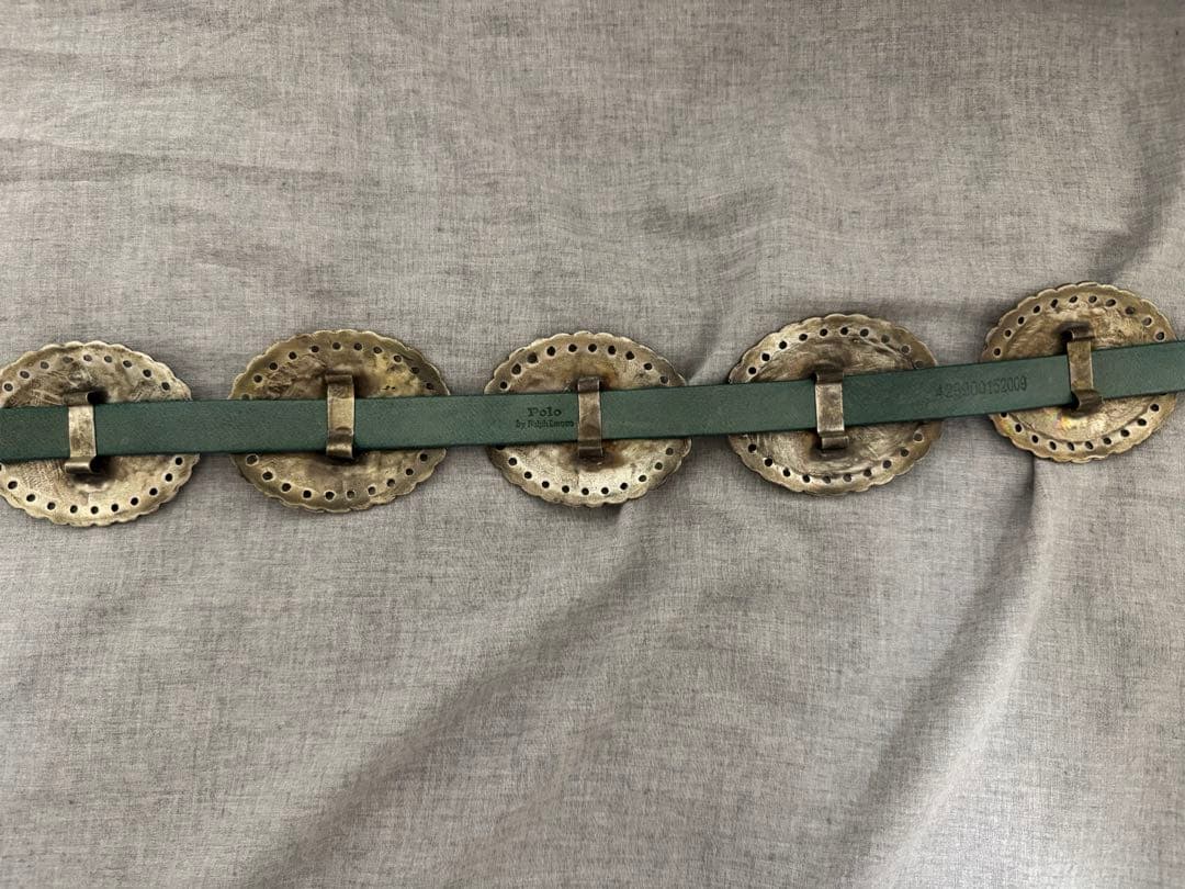 メタルアクセント レザー ベルト　S コンチョベルト　rrl RRL