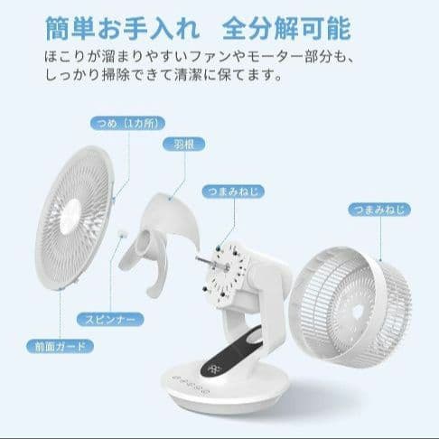 卓上サーキュレーター自動首振り 卓上扇風機 DCモーター 極静穏 節電 衣類乾燥