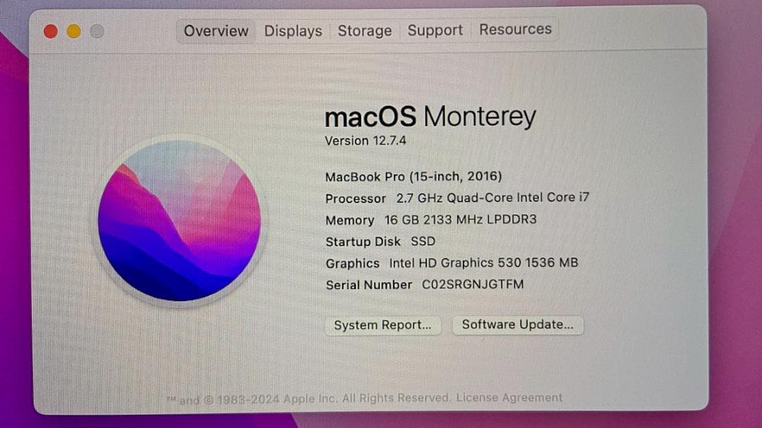 MacBook本体 MacBook Pro 15\" Intel i7 / 16GB / 512GB