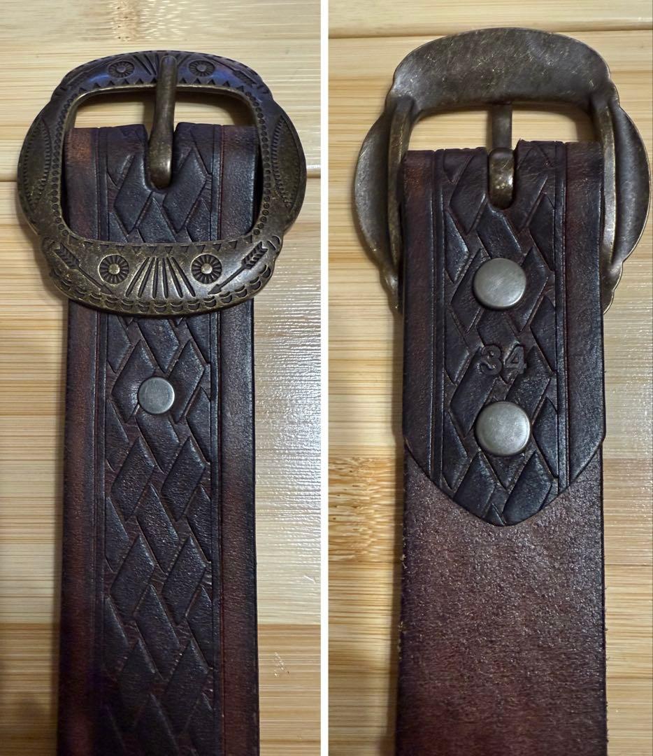 ⭐️新品未使用⭐️RRL⭐️スタデッド ラフアウト レザー ベルト⭐️34