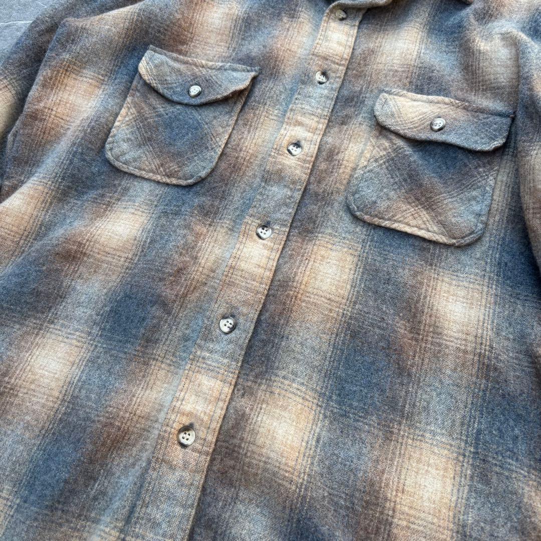 【希少】90s セントジョンズベイ オンブレチェック ウールシャツ M〜L