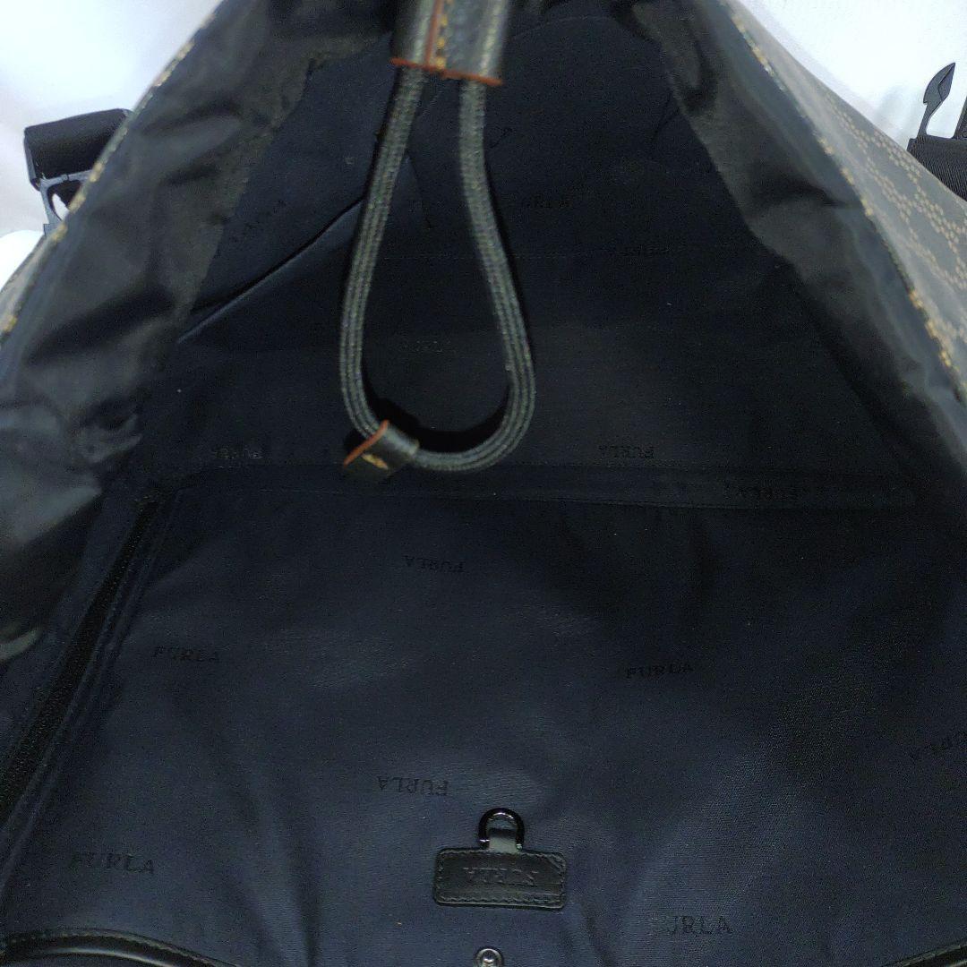 【極美品】フルラ メッセンジャーバッグ 2way レザー×PVC 総柄 黒