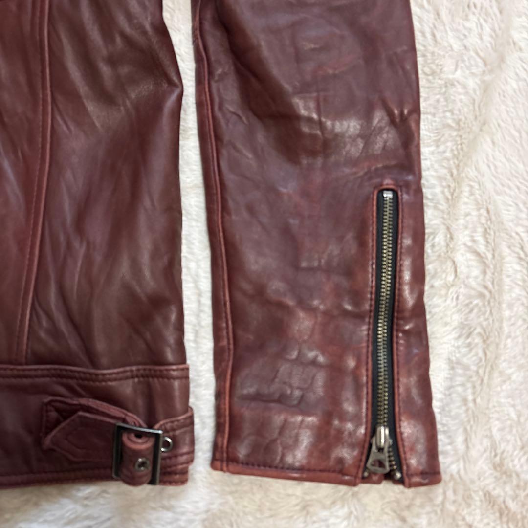 JACKROSE ライダース ジャケット シングル レザー L ボルドー ワイン