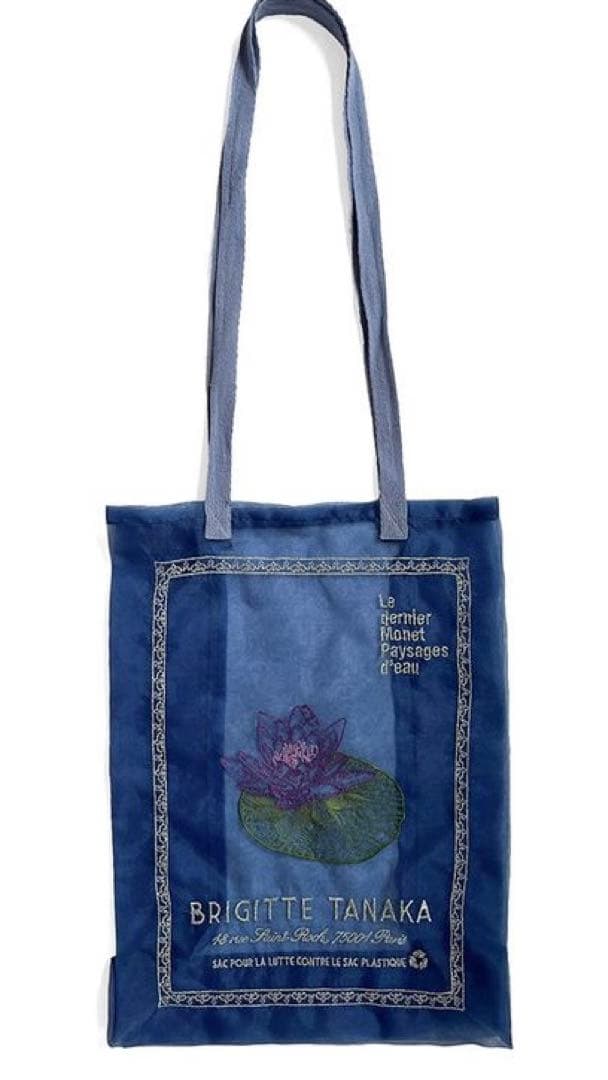 モネ展⭐︎睡蓮のとき⭐︎BRIGITTE TANAKA オーガンジー刺繍バッグブルー