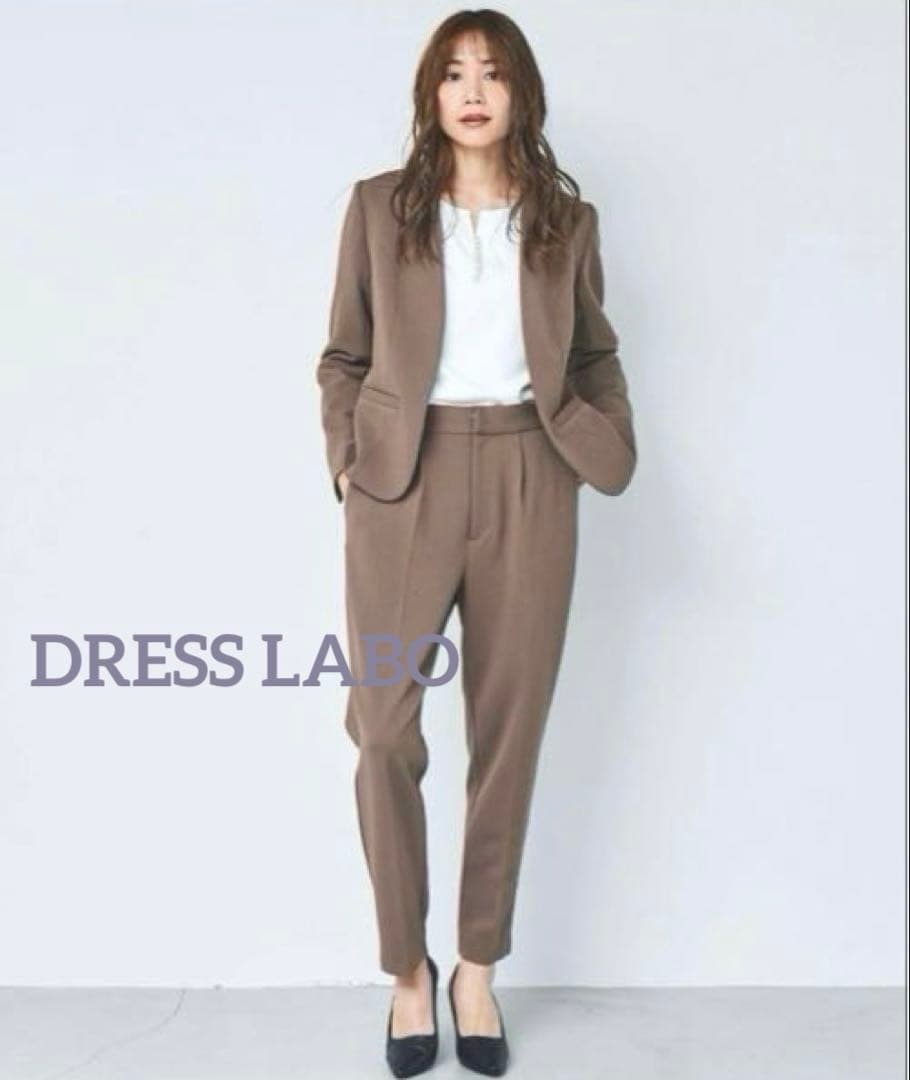 ドレスラボ ノーカラージャケット タックセンタープレスパンツスリムセットアップ