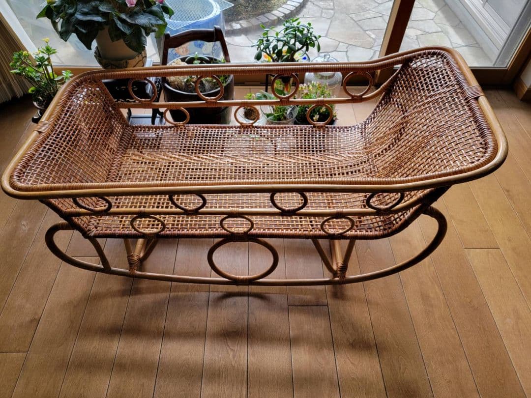 iiiuy　ヴィンテージ　籐　ベビーベット  ゆりかご  ラタン  大型