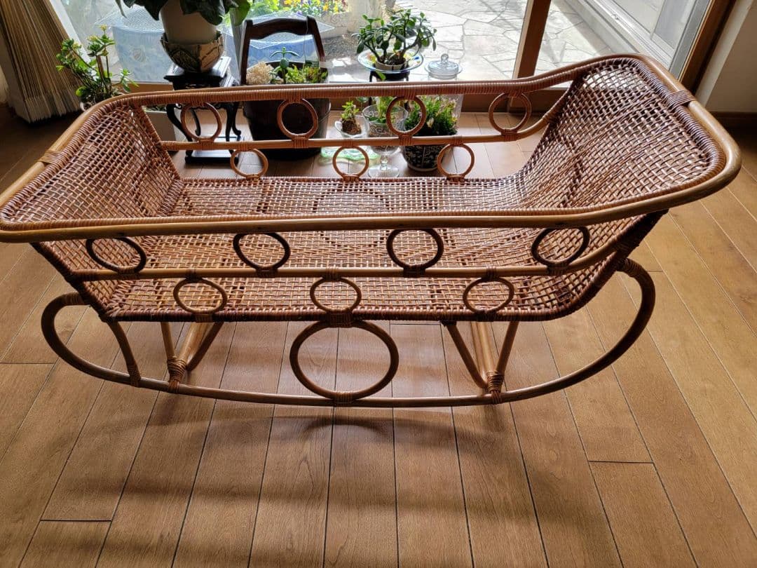 iiiuy　ヴィンテージ　籐　ベビーベット  ゆりかご  ラタン  大型