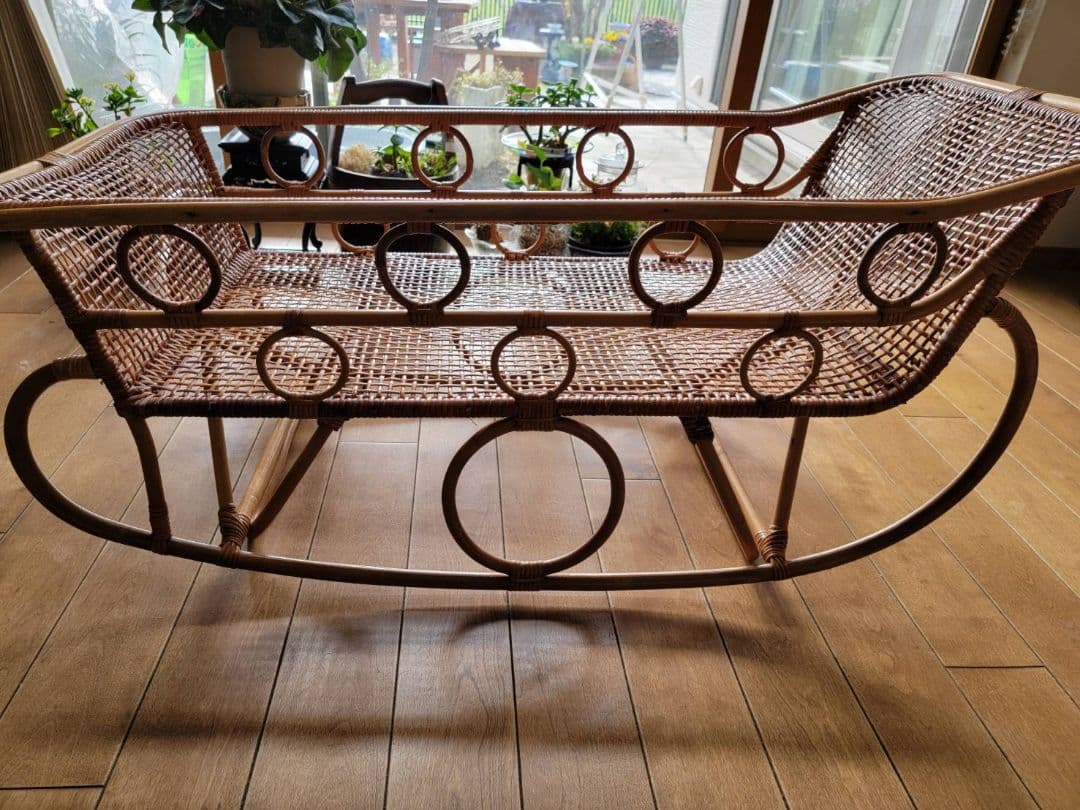 iiiuy　ヴィンテージ　籐　ベビーベット  ゆりかご  ラタン  大型