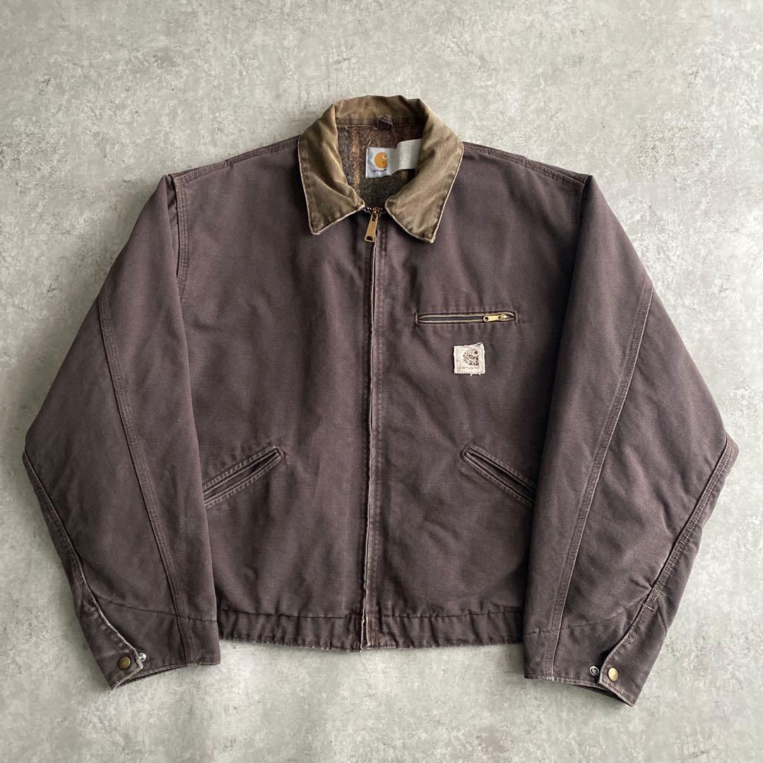 激レア90sカーハートJB0873デトロイトジャケットUSA製モカパープル