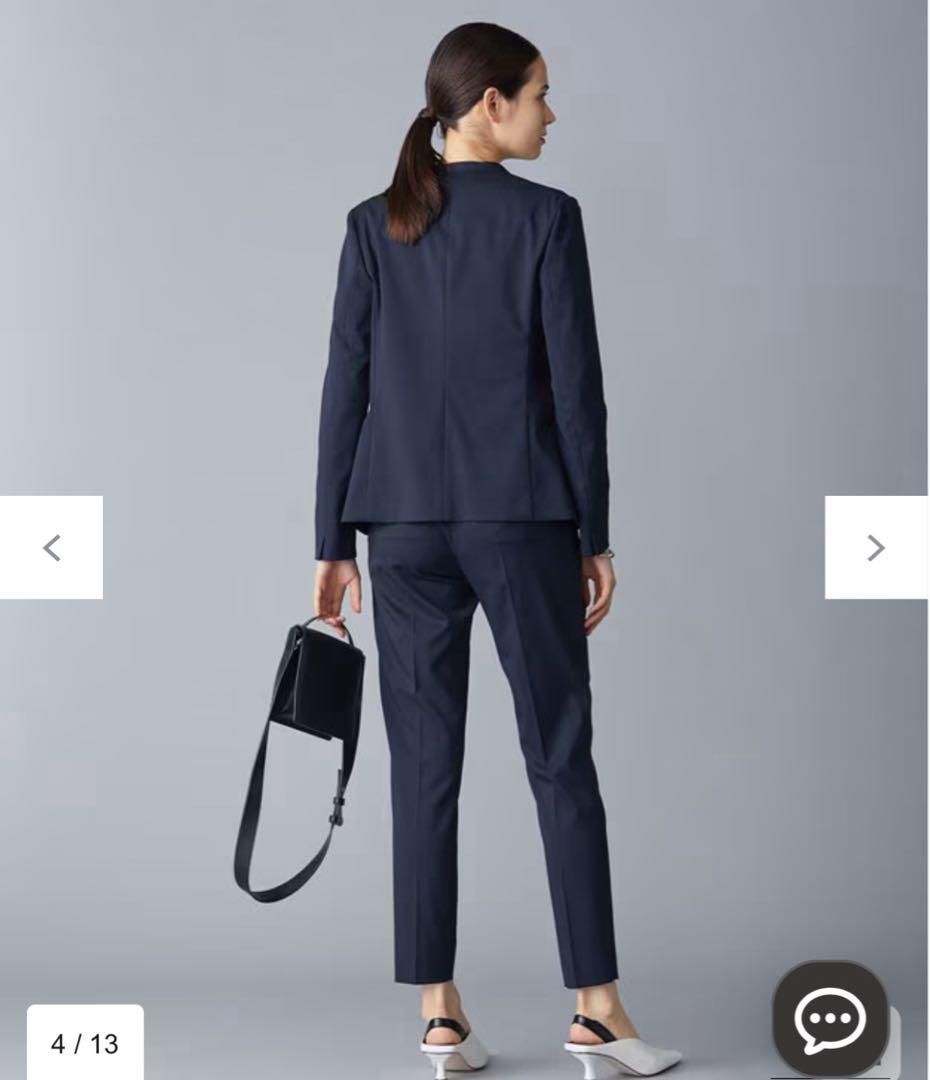 上下セットicb ノーカラージャケット　テーパードパンツ サイズ0 ネイビー