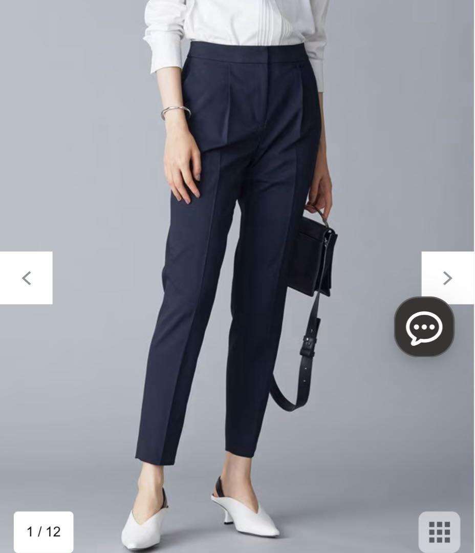 上下セットicb ノーカラージャケット　テーパードパンツ サイズ0 ネイビー