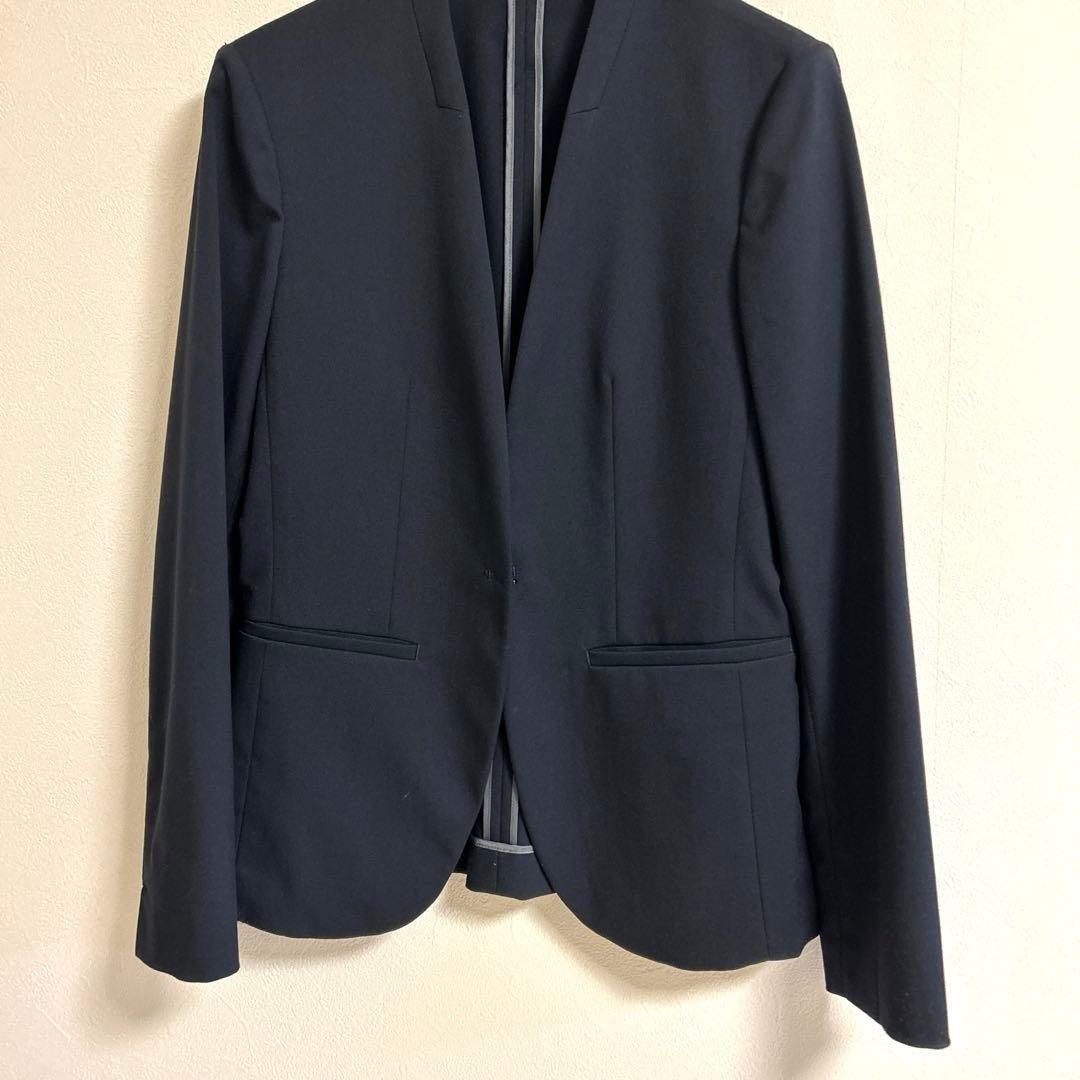 上下セットicb ノーカラージャケット　テーパードパンツ サイズ0 ネイビー