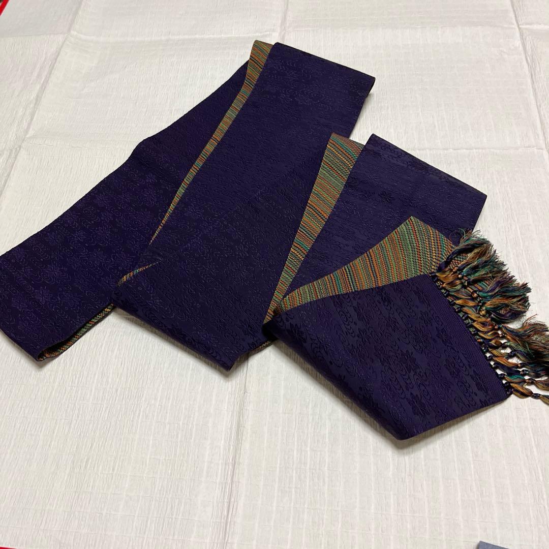 【中古品☆正絹】美品！本場筑前！博多織　半幅帯　リバーシブル