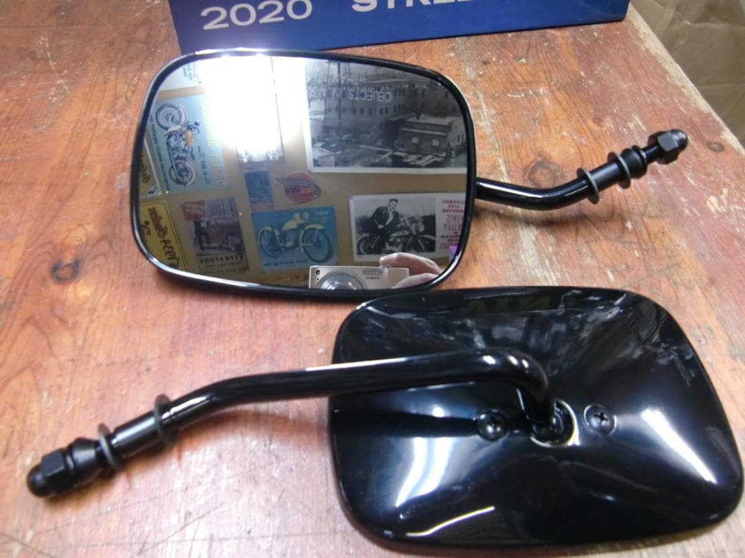0640-0981　ハーレー純正タイプ　ブラックミラー左右セット