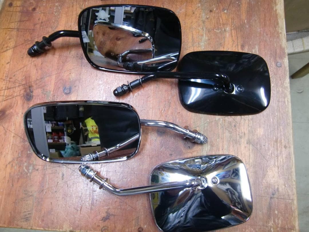 0640-0981　ハーレー純正タイプ　ブラックミラー左右セット