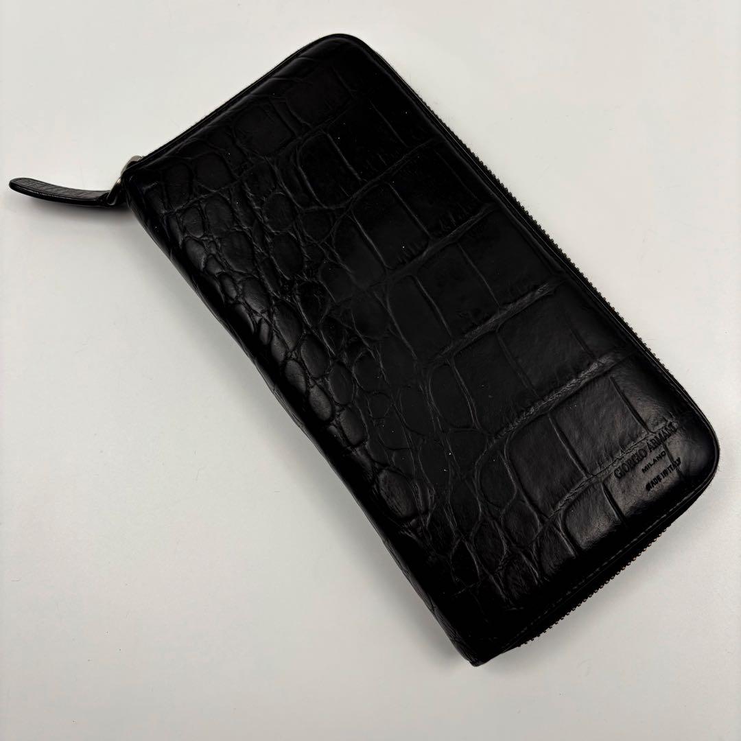 ✨希少✨　GIORGIO ARMANI オーガナイザー　クロコ型押し　ブラック