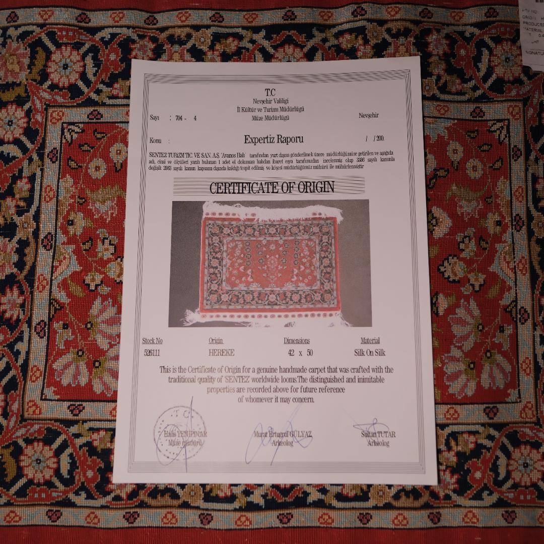 レ*イ様 最高級トルコ絨毯ヘレケ 42cm x 50cm　シルク　100万ノット