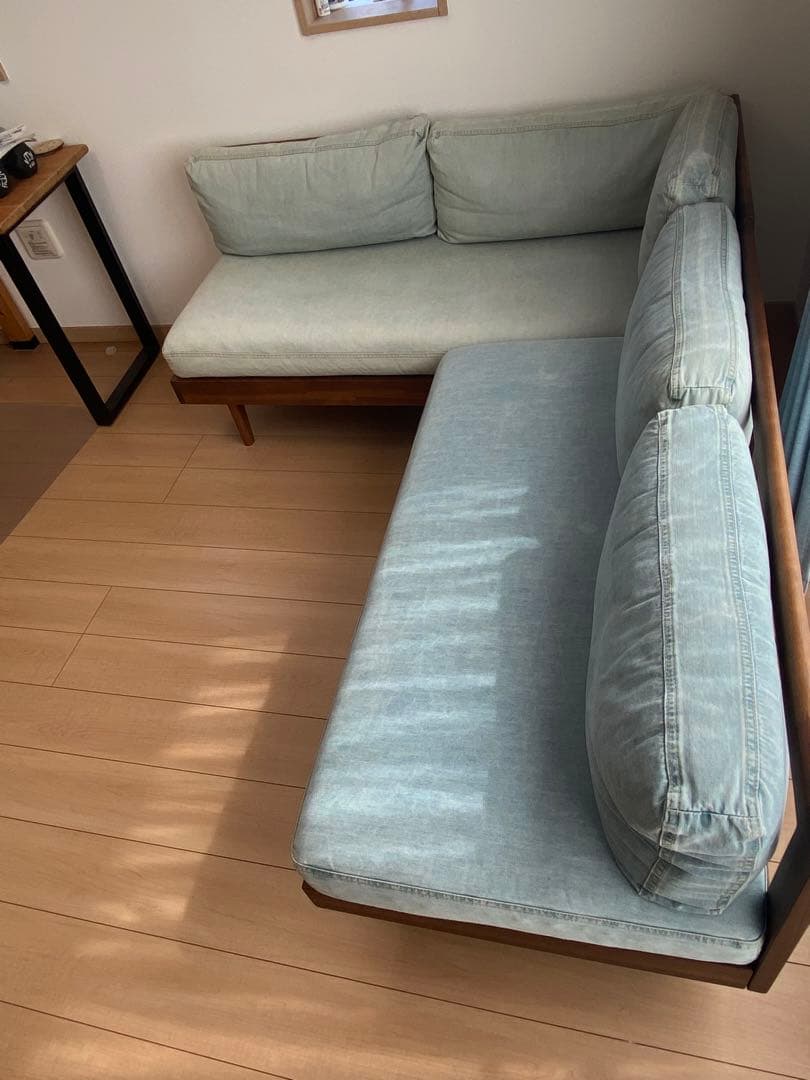 【引取限定】(値下げ済) デニムソファ L字型 Unico Swella