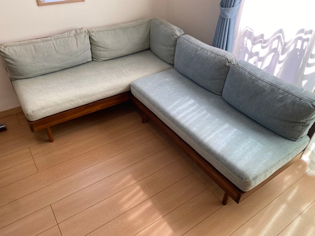 【引取限定】(値下げ済) デニムソファ L字型 Unico Swella