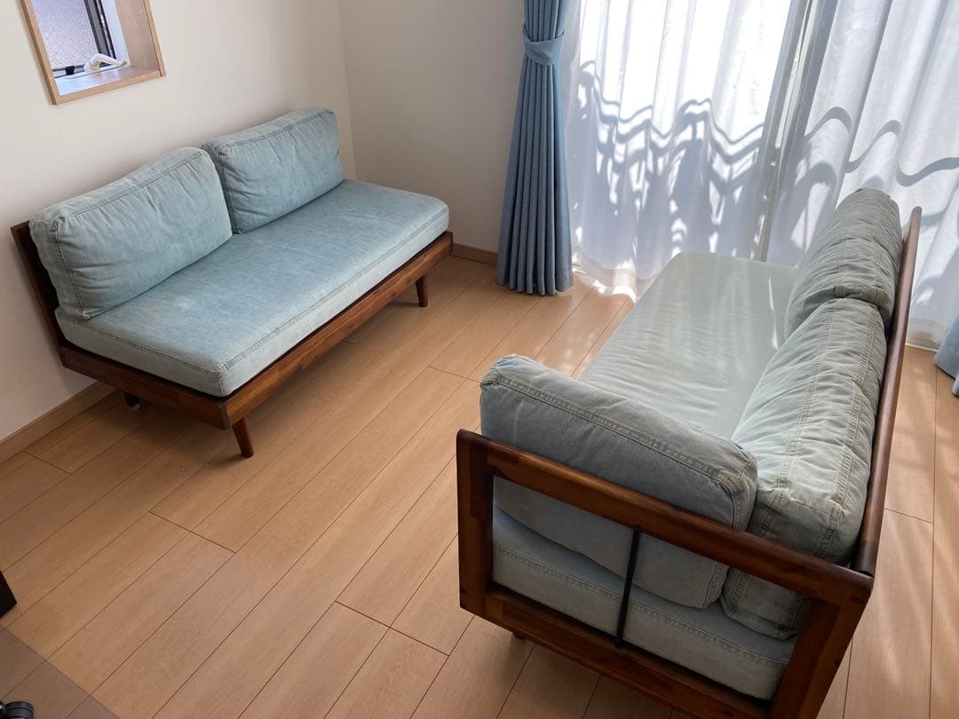 【引取限定】(値下げ済) デニムソファ L字型 Unico Swella