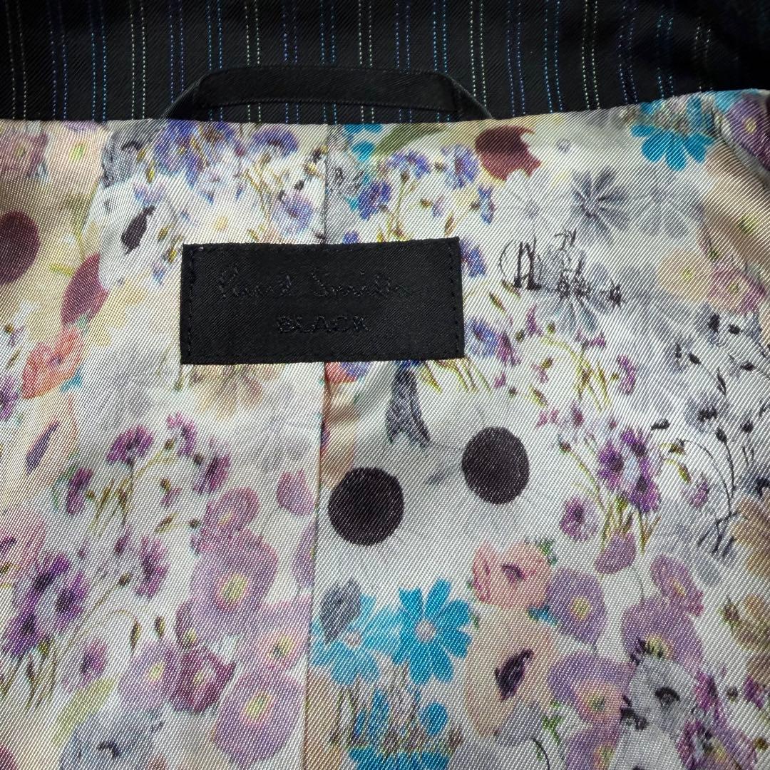 極美品 ポールスミスブラック 花柄 マルチストライプ パンツスーツ L