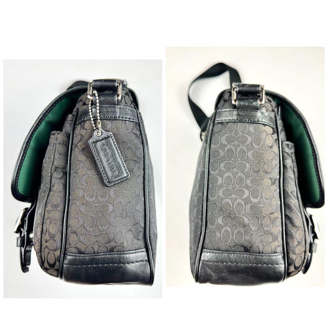 ✨美品✨コーチ　メッセンジャーバッグ　シグネチャー　キャンバス　レザー　斜め掛け