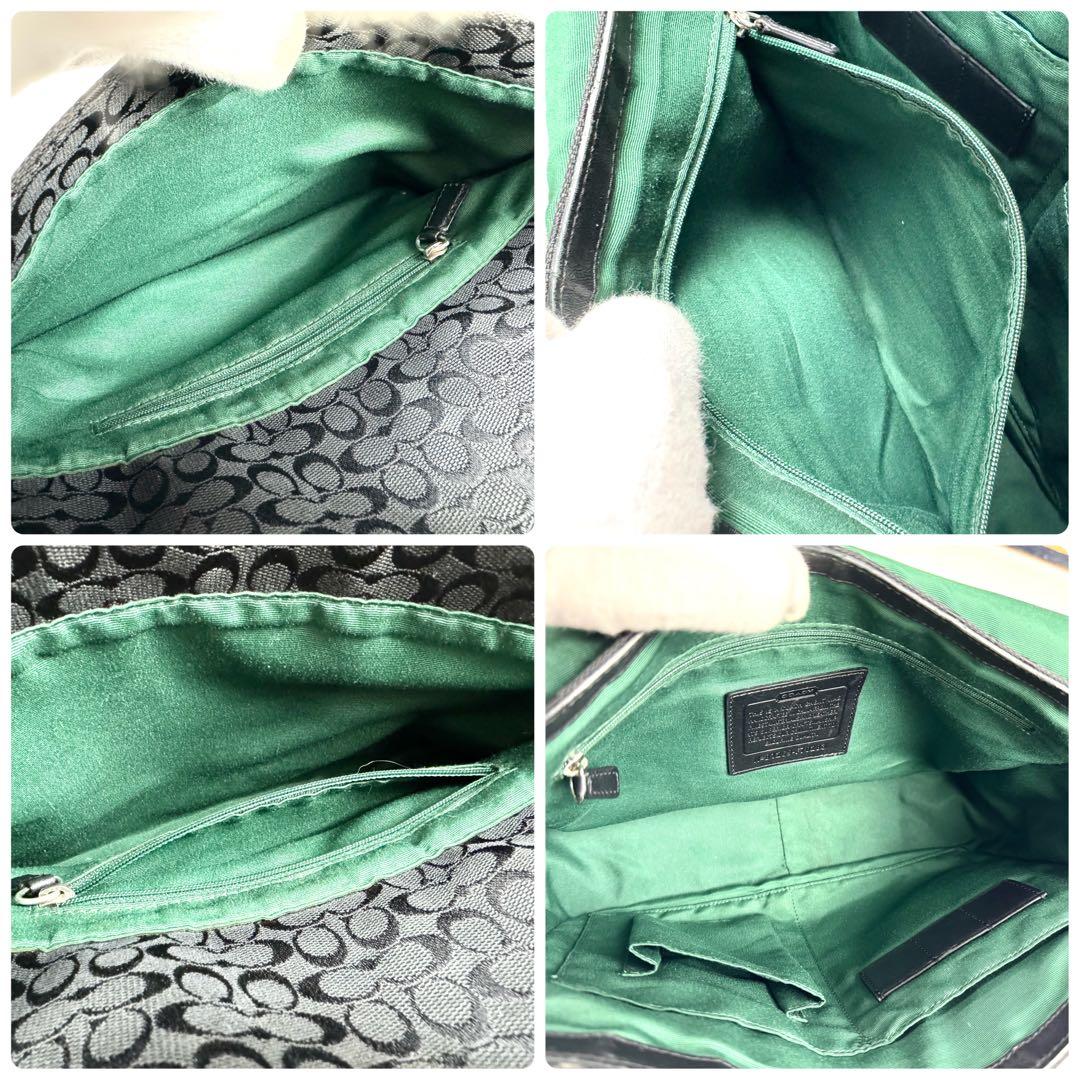 ✨美品✨コーチ　メッセンジャーバッグ　シグネチャー　キャンバス　レザー　斜め掛け