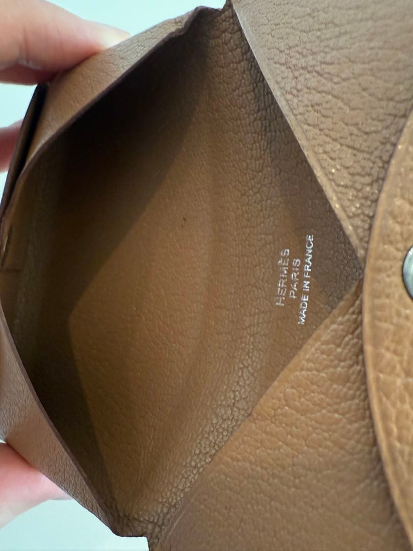 エルメス　名刺入れ　レザー ブラウン 茶 シルバー金具