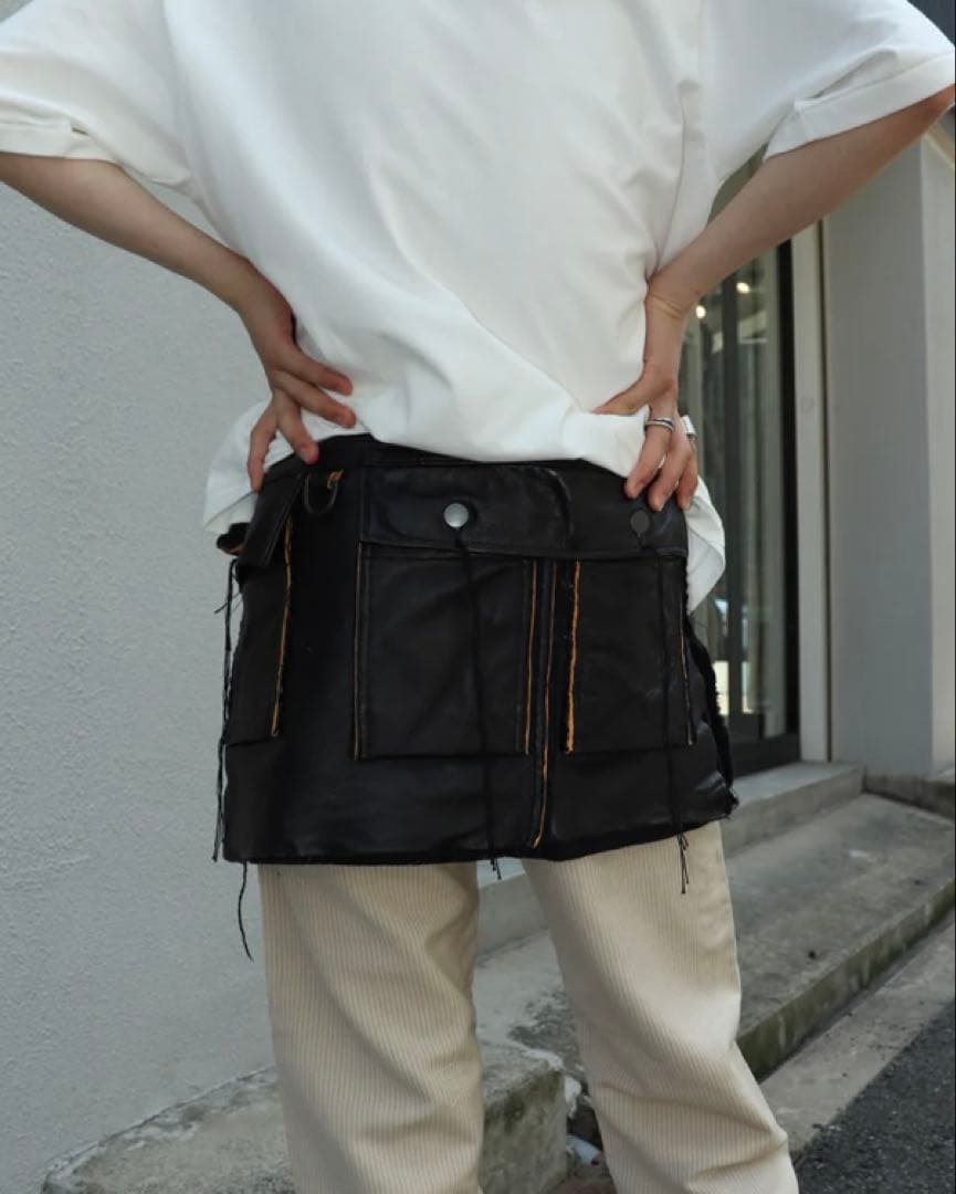 MINUS Utility Kilt レザー ポーチ ブラック