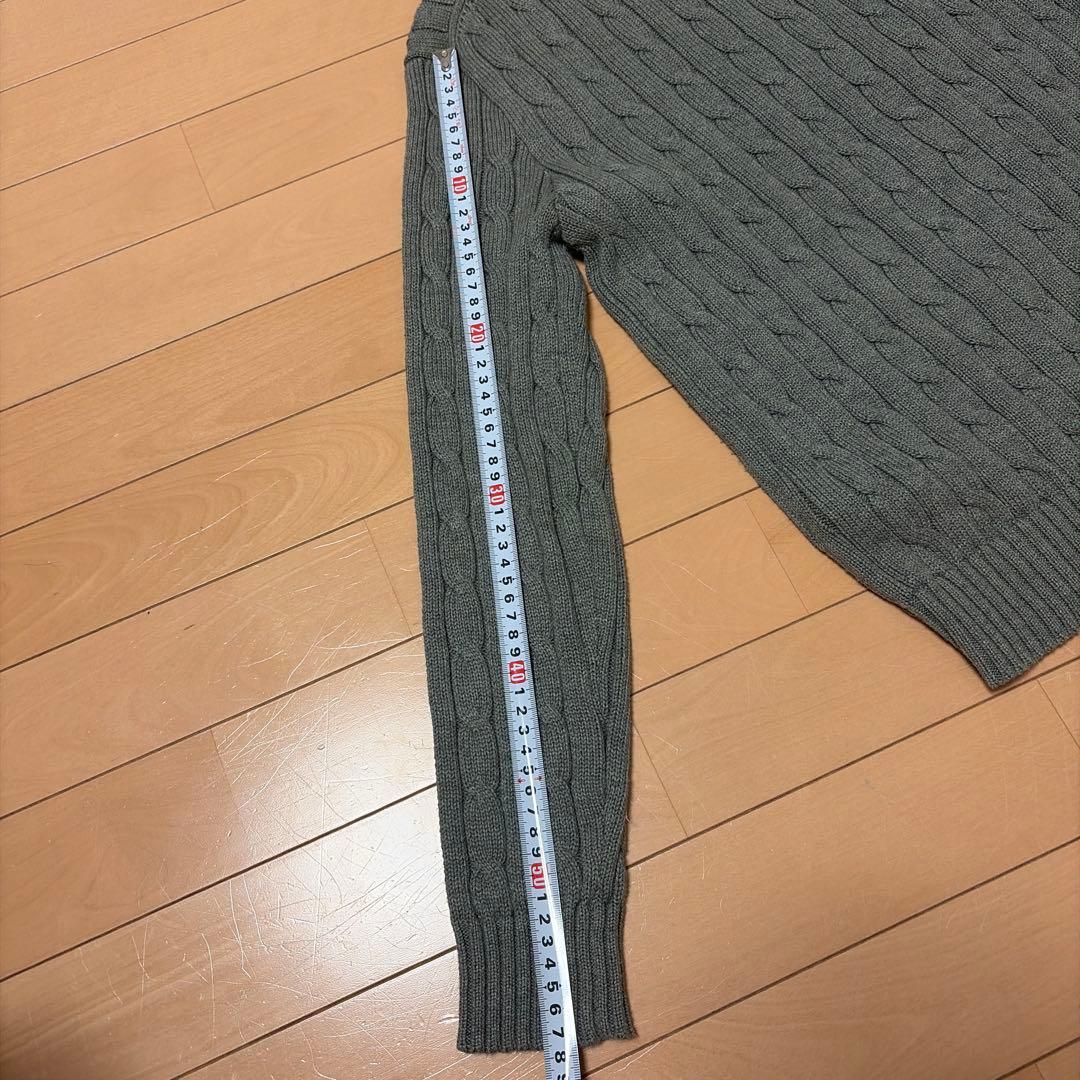 ポロラルフローレン　ケーブルニット　セーター　グレー　ポニーロゴ刺繍　コットン