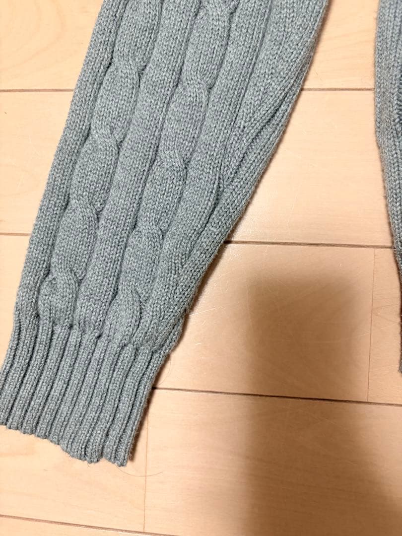 ポロラルフローレン　ケーブルニット　セーター　グレー　ポニーロゴ刺繍　コットン