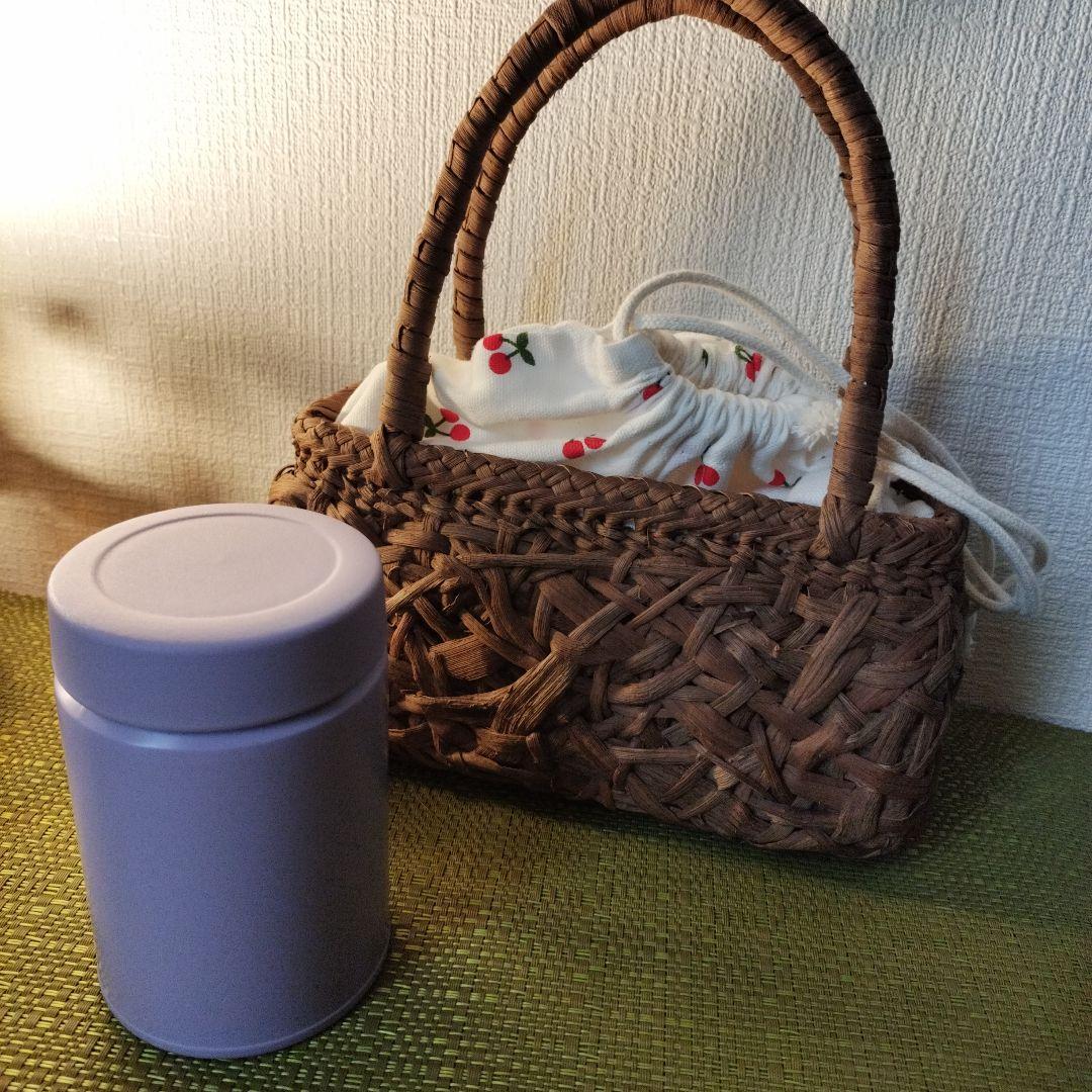 山葡萄やたら編み籠バック（巾着付き） 約横20高さ12幅8