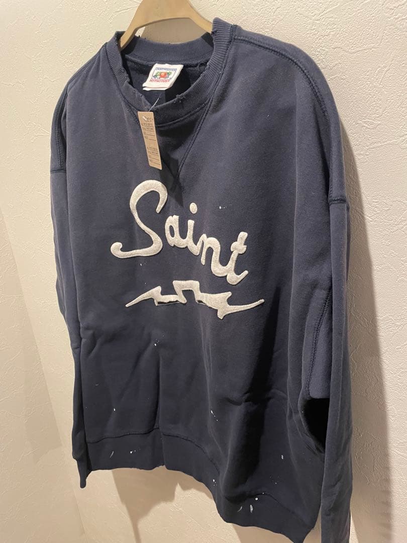 SAINTM×××× 3Dロゴ　スウェットシャツ Mネイビー