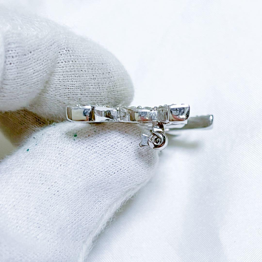 イヴサンローラン ブローチ カサンドラ YSLロゴ　ラインストーン シルバー