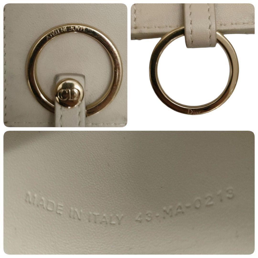 ディオール　キーケース　キーリング　アイボリー　カナージュ　ディオールチャーム