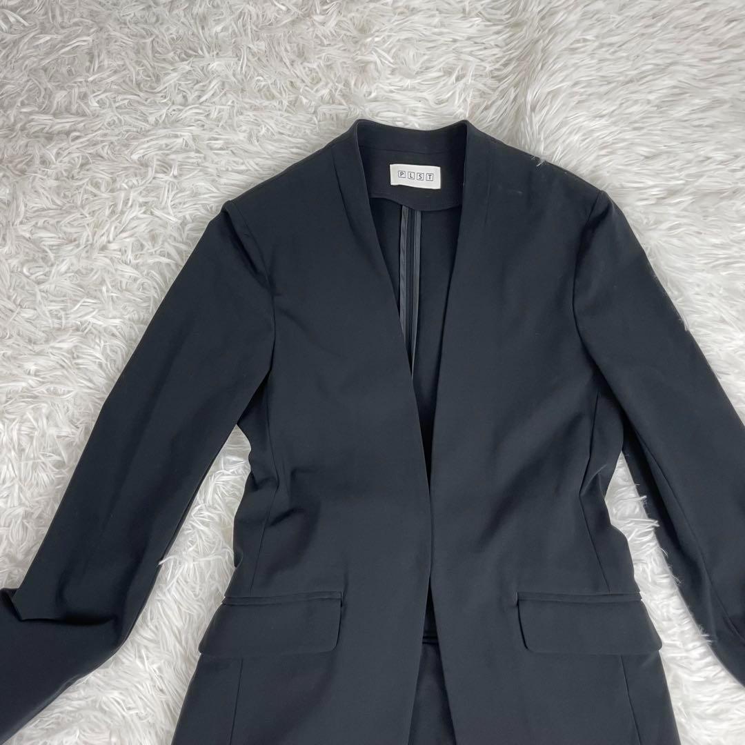 極美品✨プラステ✨ノーカラーセットアップパンツスーツ✨マルチストレッチ✨XS✨黒