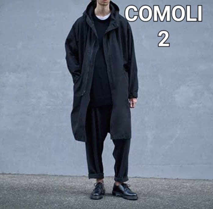 COMOLI コモリ コットンナイロンフーデッドコート ブラック 2