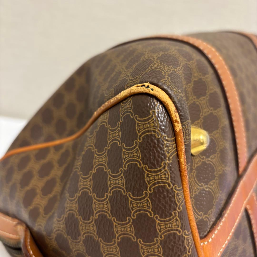 CELINE ブラウン マカダム柄 レザーボストンバッグ