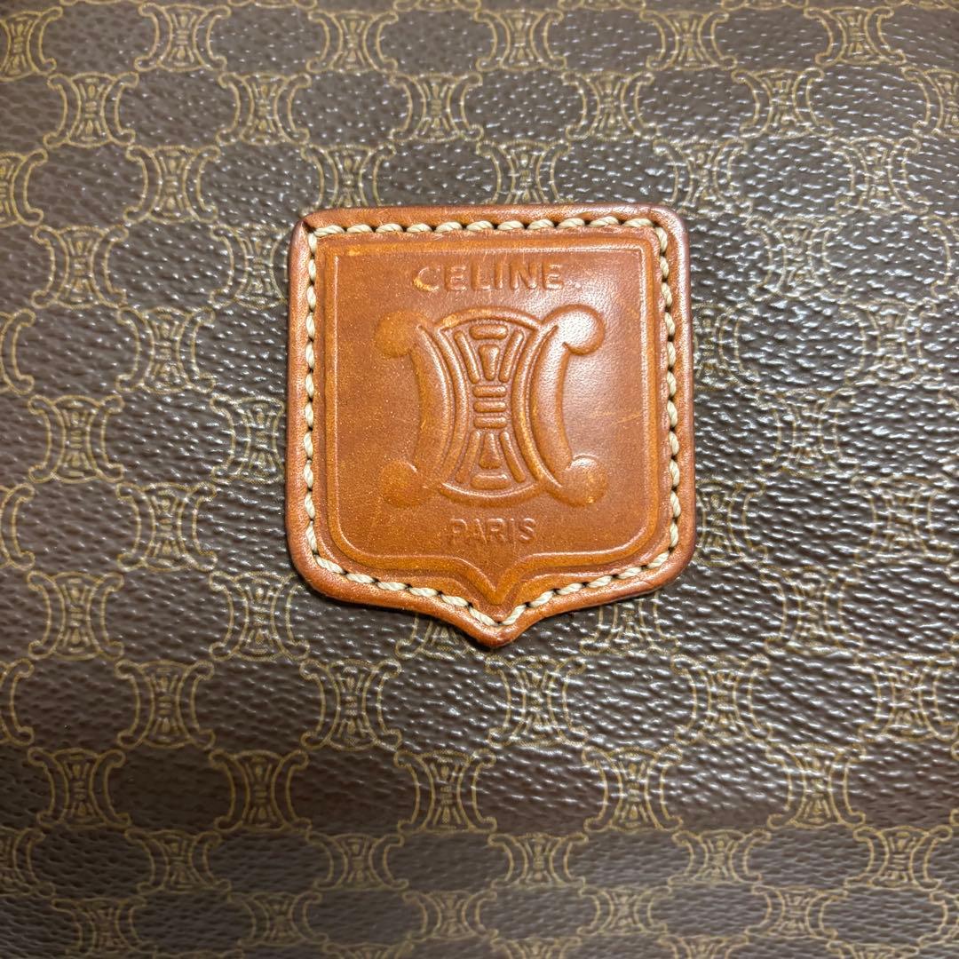CELINE ブラウン マカダム柄 レザーボストンバッグ