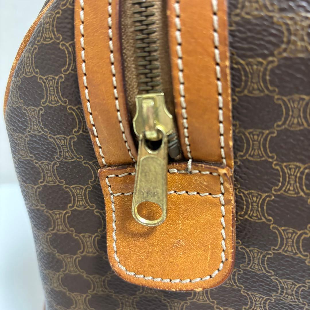 CELINE ブラウン マカダム柄 レザーボストンバッグ