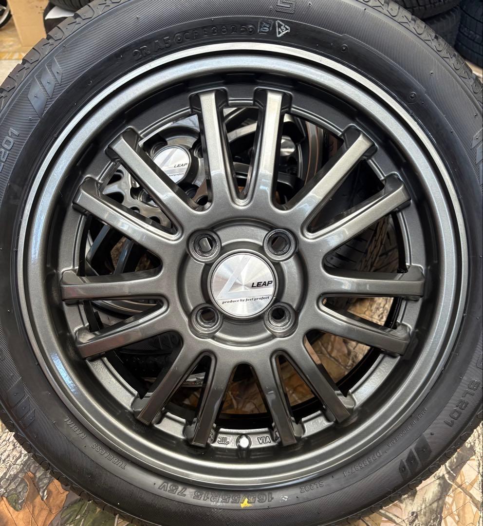 「専用」㊸165/55R15新品タイヤ4本と中古美品ホイールと新品ナット付き