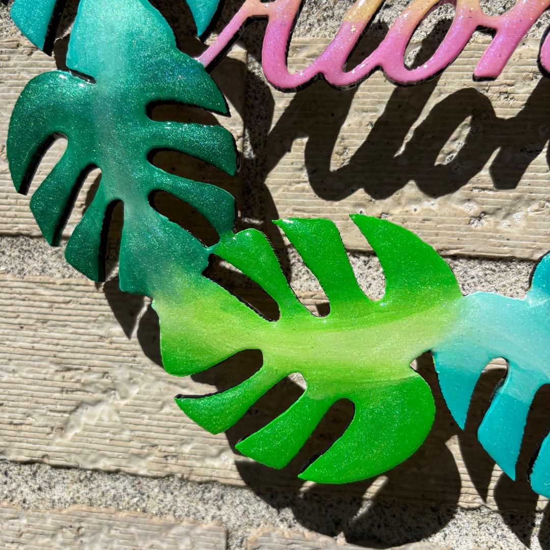 レジン　オーシャンアート　モンステラリース　海　29cm　No.1045