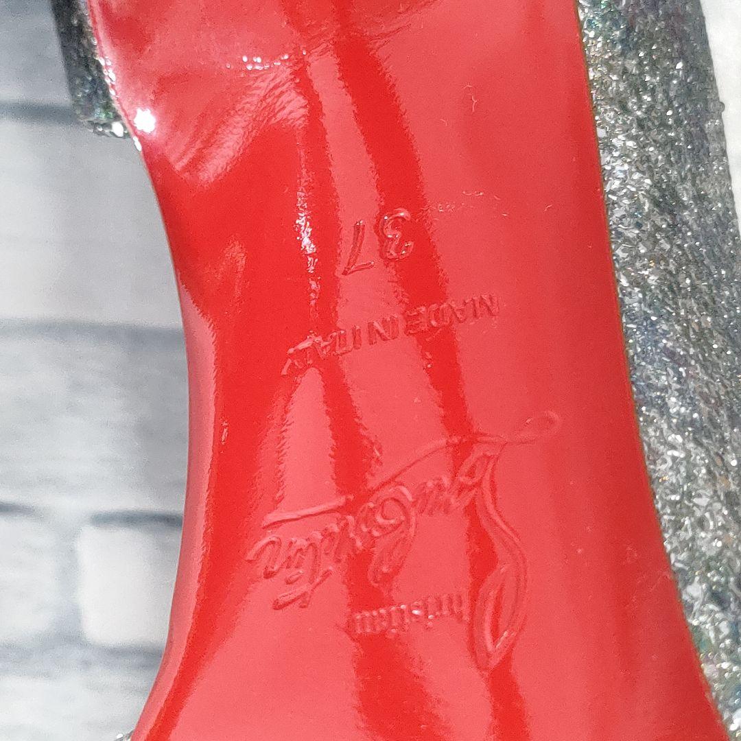 未使用品✨ルブタン　グリッターパンプス　ハイヒール　ブルーシルバー　37