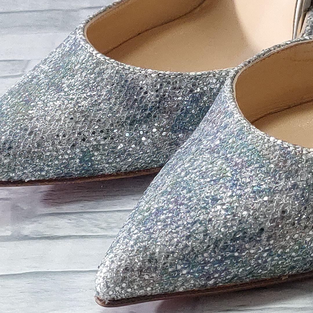 未使用品✨ルブタン　グリッターパンプス　ハイヒール　ブルーシルバー　37