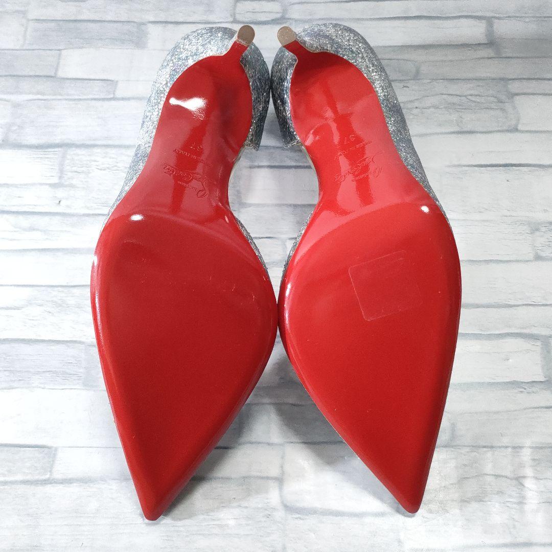 未使用品✨ルブタン　グリッターパンプス　ハイヒール　ブルーシルバー　37
